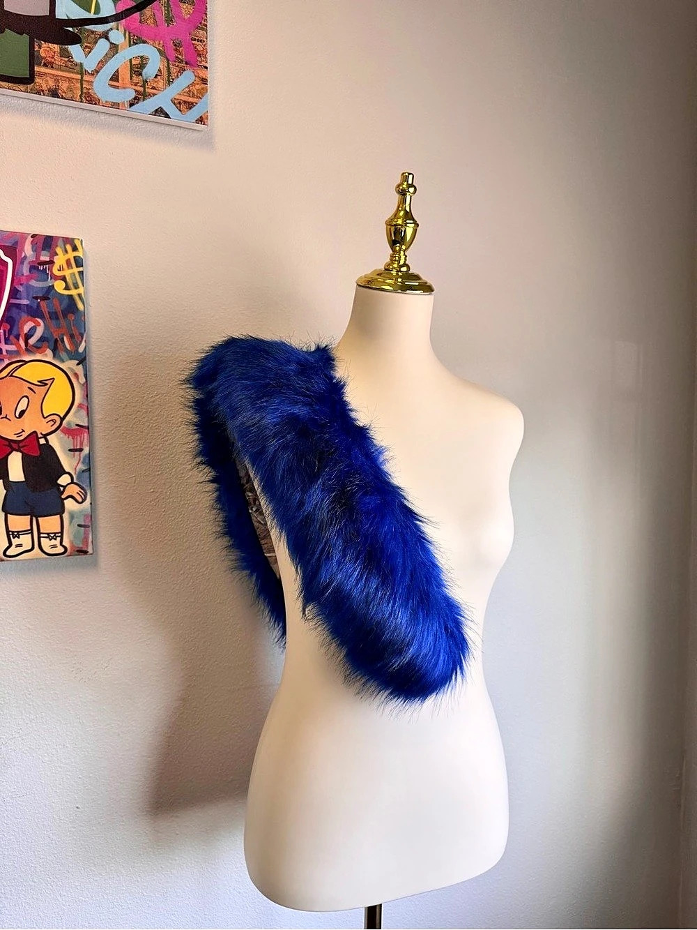 Blue Faux Fur Stole